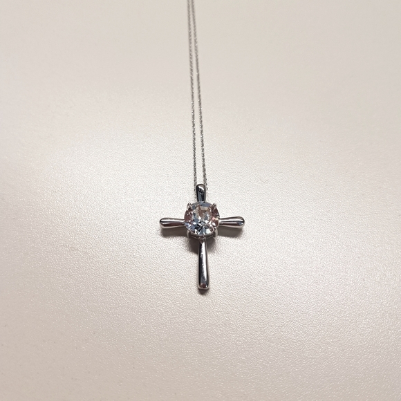 Lesa Michele Cross Pendant with Swarovski Crystal - Picture 3 of 7
